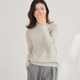 金菊秋冬厚款羊毛衫点子纱打底无缝百搭半高领插肩袖女式毛衣 盐白 S 