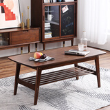 中柯实木茶几樱桃木北欧客厅简约双层白橡木咖啡桌日式小户型桌子边几 【橡木】大号实木胡桃木色