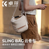 卓尔【会员专属折扣】相机包单肩便携斜跨摄影包尼康富士微单单反大疆运动相机收纳包防水一机两镜 云卷包（卡其白）