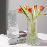 极度空间 花瓶玻璃北欧风客厅桌面装饰摆件透明水培器插花瓶大号树皮款