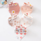 添艾奕生纯棉婴儿三角巾新生宝宝口水巾男童帅气围巾防水女公主款秋冬围嘴 双层纯棉（公主系列）5条装