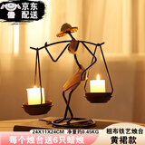 微光树烛台复古摆件西餐蜡烛台欧式北欧轻奢蜡烛光晚餐浪漫气氛小摆设 铁艺烛台-黄裙款【含6个蜡烛】
