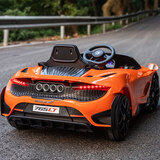 携手迈凯伦儿童电动车四轮宝宝汽车可坐人男女小孩遥控玩具跑车儿童车 旗舰橙全功能+软轮+合金壳锂电瓶