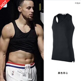 依浩特（yihaote） 纯色健身背心高弹男运动紧身衣美式速干透气篮球坎肩跑步训练无袖打底套装投篮服 球员版黑色紧身背心 XXL(180-185高，145-170斤)