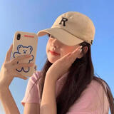 罗维利特帽子男夏天鸭舌帽女情侣百搭遮阳棒球帽情侣款男女通用 R标米色 均码 54-60