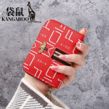 袋鼠（KANGAROO）时尚卡包女小巧防消磁多功能卡套学生大容量多卡位零钱包女 红色