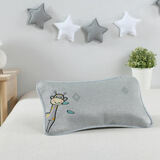 HengTravler夏季儿童枕头冰藤凉枕宝宝双面凉席枕头空调枕婴童荞麦枕芯冰丝枕 圆角长颈鹿(银色)儿童枕 44*27cm(枕套+荞麦壳枕芯)