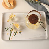 希迪北欧托盘家用放茶杯水杯杯子茶盘客厅长方形水果盘白色收纳盘子 方形加大号-富贵竹