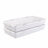 百露 塑料有盖大号床底收纳箱床下装衣服被子整理箱玩具衣物储物箱 大号白色扁款2个装(93.5*47*14cm)