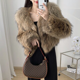 傲列2025秋冬加密双面编织貉子毛皮草外套女短款毛毛大衣年轻新款海宁 原色 均码