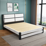 耀漫 实木床双人床现代简易床出租房经济型小床 卧室家具 黑白床+白黑软包【送货上楼】 1.0米*2.0米