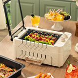 荣事达（Royalstar）多功能电烧烤炉双层大容量家用无烟烤肉锅电烤盘不粘烤串机全自动旋转定时室内烧烤架 自动翻烤 可拆卸 2层