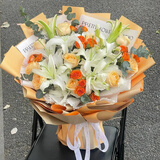 来一客情人节鲜花速递玫瑰百合鲜花送女友老婆生日礼物表白全国同城配送 11朵香槟玫瑰加8朵白百何花束