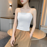 黑色小吊带背心女内搭防走光新款外穿法式美背一字肩打底性感上衣 白色单肩带(无胸垫) L 【96-106斤】