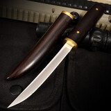 冷兵器 大马士革钢刀随身迷你小刀锋利尖刀男女士户外防身军刀求生直刀 D2钢迷你小助差