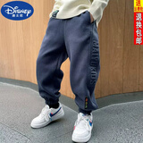 迪士尼（DISNEY）品牌男童裤子秋装22新款儿童运动裤秋冬加绒中大童休闲裤春秋男孩 蓝色 春秋款 150