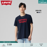 Levi's【全新升级】李维斯2024春夏新版情侣同款短袖T恤logo印花简约 藏蓝色0002 S