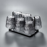 格娜斯（CRISTALGLASS） 日式冰川纹玻璃杯子家用客厅喝水杯待客绿茶杯套装水晶杯水具 灰色冰川杯矮款6只+黑色杯架