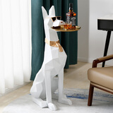 冰石美创意大型落地狗摆件现代客厅电视柜沙发旁家居装饰品乔迁新居礼品 大号绅士犬白金款【高约94cm】