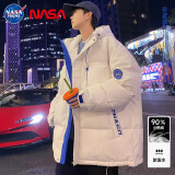 Colombass羽绒服男连帽冬季新款NASA潮牌联名男士短款加厚保暖宽松冬装外套 白色(升级款) XL/180(建议130-145斤)