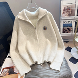 施洛澜开衫毛衣外套女装秋冬装外穿2025新款韩版立领宽松长袖针织上衣 浅咖色 均码 建议80-145斤