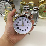 蕉迟大声音机械闹钟起床闹钟机械老式复古怀旧金属机芯手动上发条闹钟 袖珍款机械银 夜光