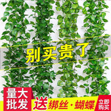 豚鹿仿真葡萄叶藤条植物树叶子管道吊顶装饰花藤假花塑料绿叶缠绕藤蔓 66叶加密葡萄叶【2条】