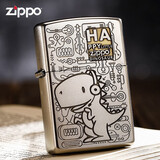 ZIPPO打火机芝宝磨砂深雕音乐恐龙 zp之宝煤油防风七夕生日礼物送男友 音乐恐龙