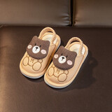 小鹿米利儿童布拖鞋男童女童秋冬季防滑包头男童女孩棉拖鞋静音宝宝带后跟