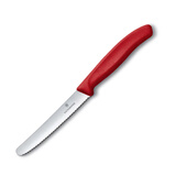 维氏（VICTORINOX）多功能番茄刀波浪刃锯齿刀蔬果刀不锈钢面包刀 红色