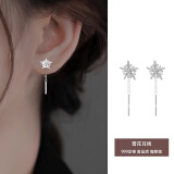 BJYLS999足银雪花流苏耳线养耳洞纯银耳环耳钉女轻奢高级小众耳饰礼物 【999足银】雪花耳线一对