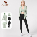 骆驼（CAMEL）瑜伽套装女健身运动服五件套YK2225L5493冰灰绿M