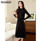 品彩（PinCai）连衣裙女精致针织连衣裙套装可脱卸针织小开衫裙装P144A5002