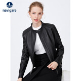 Navigare 意大利小帆船女士真皮皮衣秋冬款小立领羊皮机车服X2236700091 黑色 L 