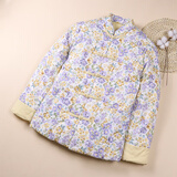 芙稚生活纯棉花棉袄女士盘扣中式复古国风棉衣文艺百搭内外穿冬季加厚保暖 紫小花 L （建议120-140斤）