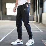 阿迪达斯（adidas）男裤 2024夏季新款运动裤跑步健身训练休闲裤子三条纹舒适长裤 HI3280/黑色小脚裤 S(175/76A)