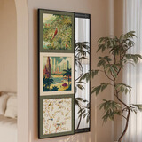 莫小邪壁挂式画隐形穿衣镜壁画简约新款可关闭遮挡隐藏推拉暗藏式全身镜 T8737 40*120 黑色（PS细边+左推拉）油画布