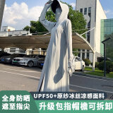 沪尚美馆2024新款长款防晒衣女夏轻薄全身冰丝原纱外套防紫外线透气防晒服 包指可拆大帽檐-远山灰+送测试卡 均码 （90-150斤,155-175厘米）