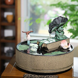 陋石坊 客厅流水喷泉桌面摆件办公室生财鱼缸加湿器开业礼品轻奢水景 S028-5和气生财流水B款超小号