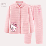 Hello Kitty女童睡衣纯棉大童套装夹棉秋冬居家加厚保暖宝宝儿童家居服 3层夹棉B粉色513086 130CM适合125-135