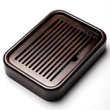 简絮 实木小茶盘套装黑檀储水式家用茶海日式茶台托盘旅行功夫茶具办公会客 1.黑檀木小盛水茶盘【26.8*20*5cm】