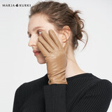 玛丽亚·古琦（MARJA KURKI）生日礼物真皮防风触屏薄绒保暖羊皮手套女礼盒装静谧小岛卡其L