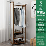 奕居衣帽架挂衣架带镜子穿衣镜落地立式可旋转可移动家用 移动镜子+衣帽架茶色