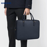 GlonaR通用款男士女士牛皮公文包男真皮商务电脑包办公包通勤会议公务包 蓝色 13英寸
