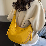 布兰奴（BULANNU）休闲饺子包高级质感百搭大容量斜挎包包女2025七夕上课通勤布包 黄色