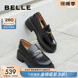 百丽（Belle）周雨彤海鸥乐福鞋女2024秋季商场同单鞋B5J1DCA4 黑色（跟高5.5cm） 36