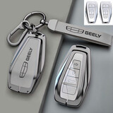 Ewitgo适用吉利博越L钥匙套星瑞星越L/S缤越新帝豪远景豪越缤瑞合金包壳 C款【枪色灰皮+双扣皮绳款】