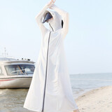 马迪安 防晒衣女夏季长款全身紫外线冰丝防晒服2024新款长袖薄款透气衫 白色(升级防晒镜) 均码 (90-150斤)