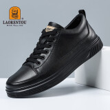 老人头（LAORENTOU）男士皮鞋男春秋商务休闲鞋系带户外运动鞋 3213A039 黑 40