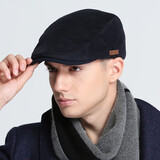 7PM帽子男秋冬鸭舌帽男加厚前进帽韩版男士帽子贝雷帽中老年人爸爸帽 藏青色(56-58cm可调节)